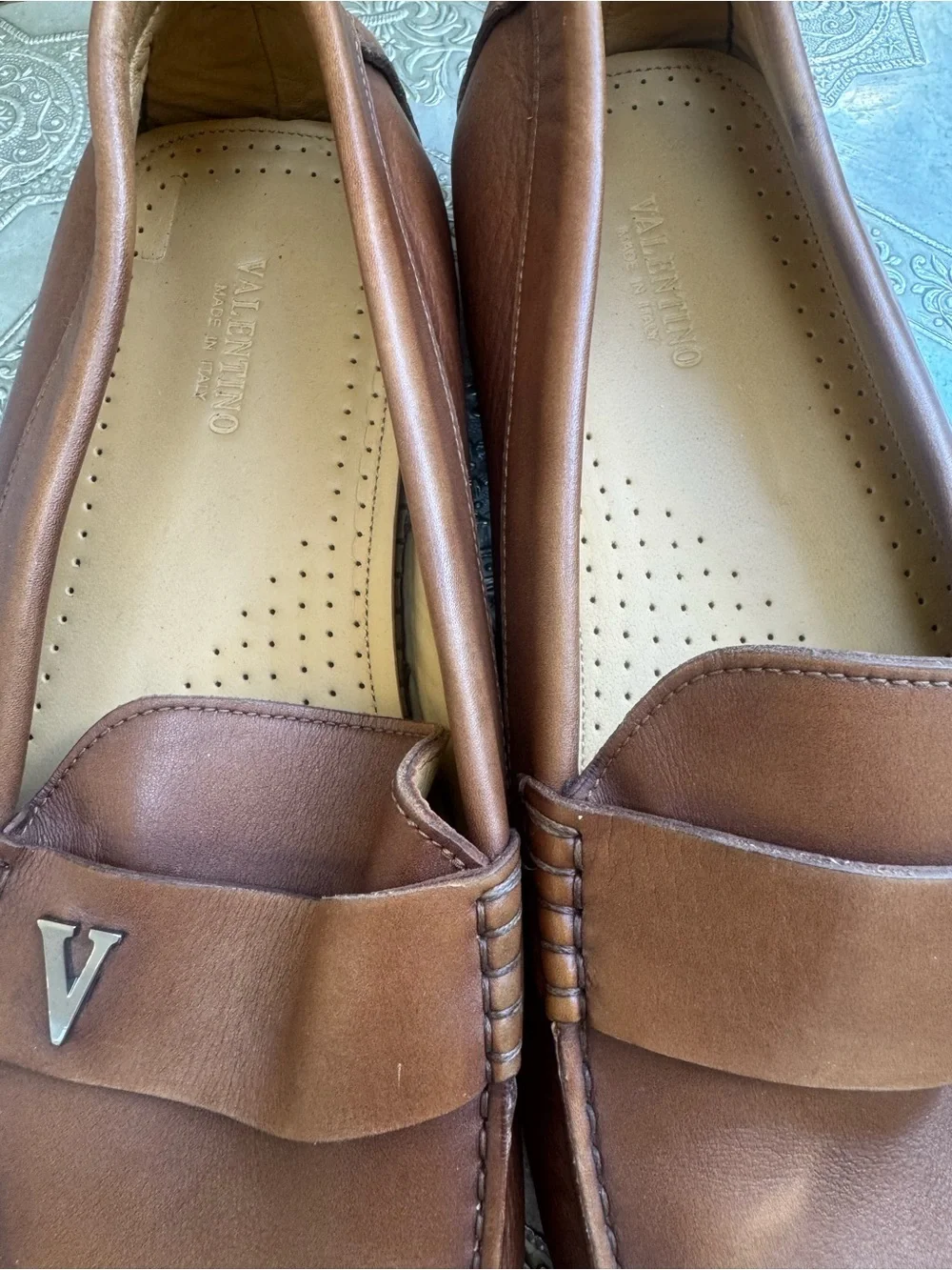 Valentino Men's Tan Leather Loafers